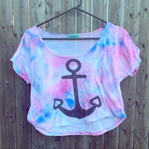 Workshop cotton candy tie dye crop top small⚓️